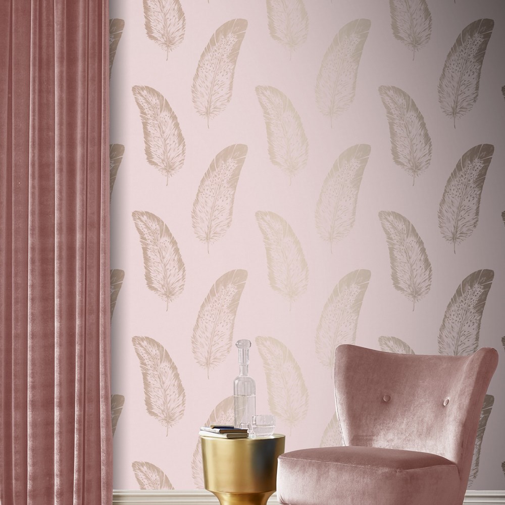 Volare Flamingo Wallpaper 105248 by Graham & Brown in Pink Rose Gold